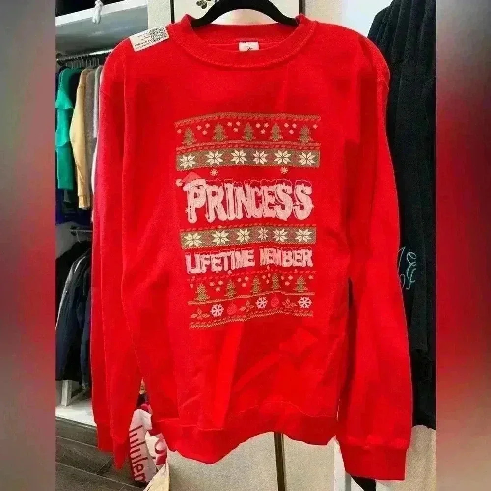 BEC COLLECTION Funny/Ugly Christmas Sweatshirt “Princess Lifetime Member” SZ L